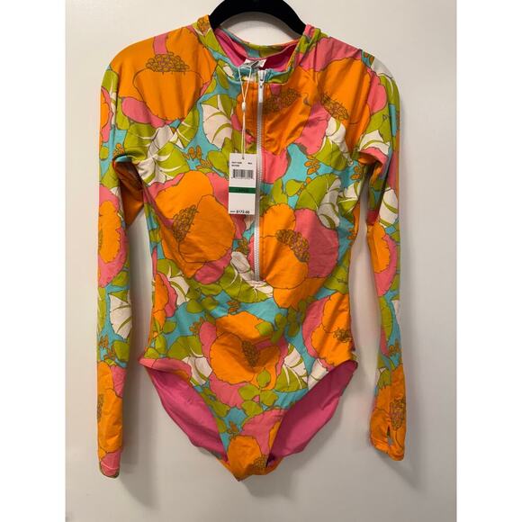 Trina Turk Large NWT Playa De Flor Half Zip Long Sleeve Rash Guard Paddle Suit - Picture 3 of 10